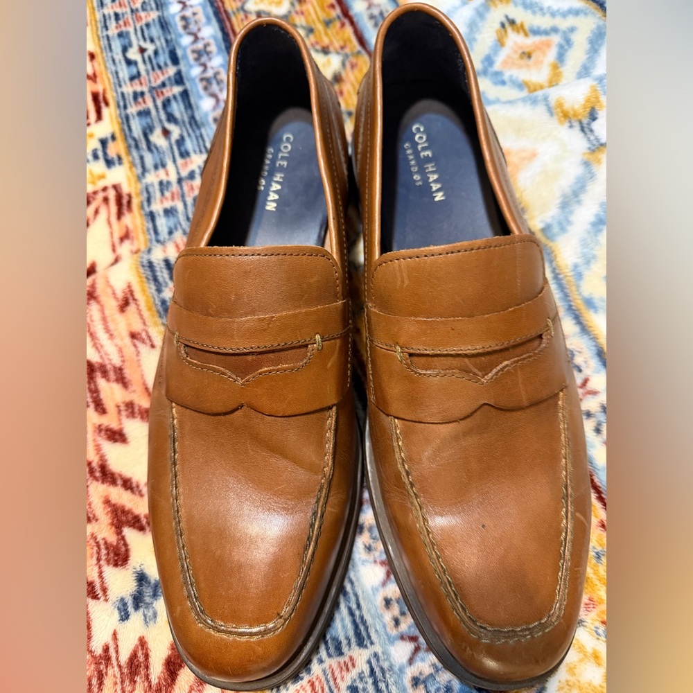 Cole Haan Men's Tan Leather Slip-On Loafers